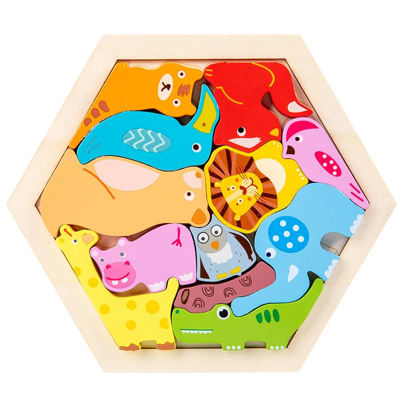 Wooden Toy Hexagonal Tangram