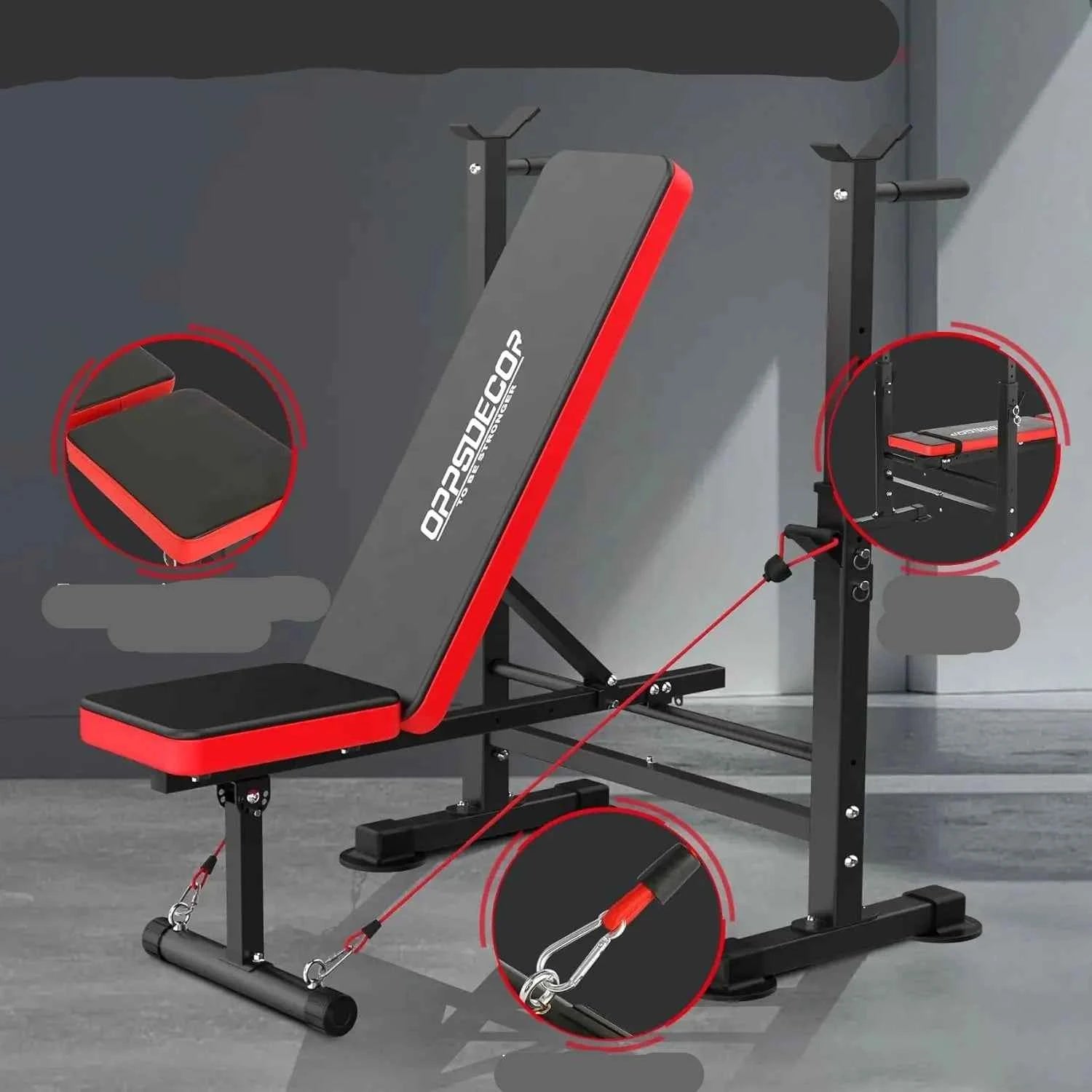 600lb Capacity 6-in-1 Weight Bench with Squat Rack