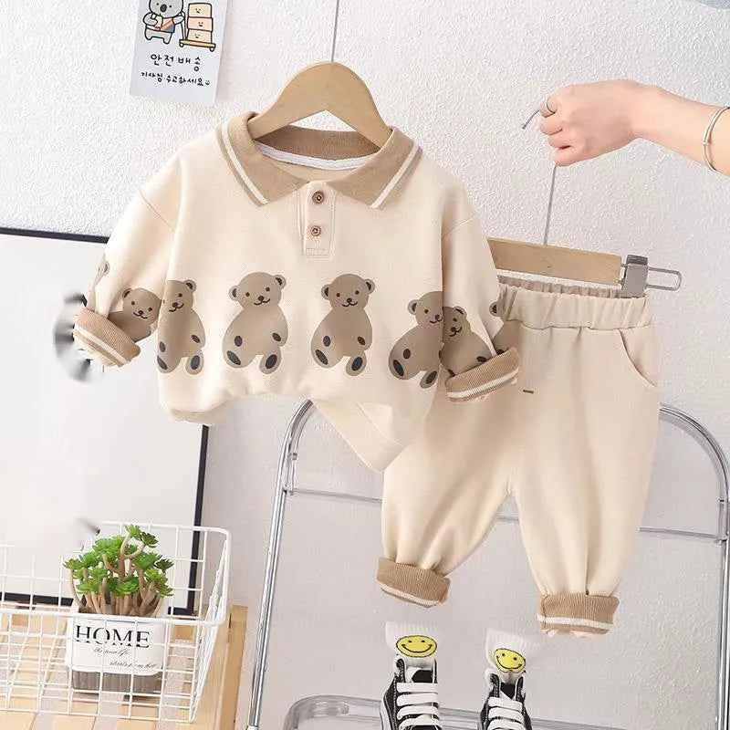 Polo Shirt and Trousers Set with Bears