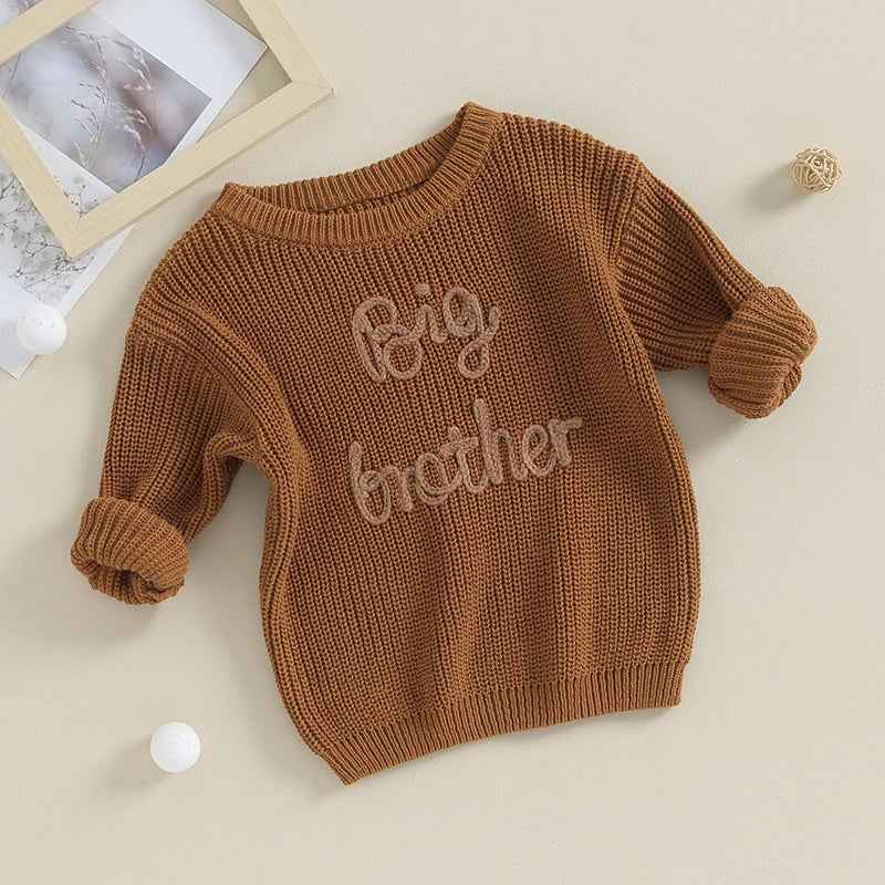 Cotton Knitted Sweater with "Big Brother" embroidery