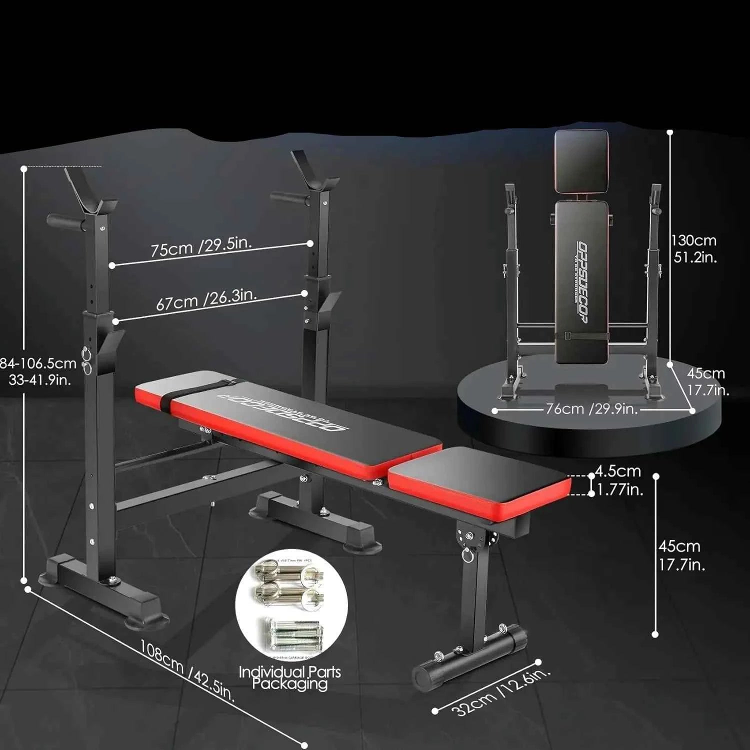600lb Capacity 6-in-1 Weight Bench with Squat Rack