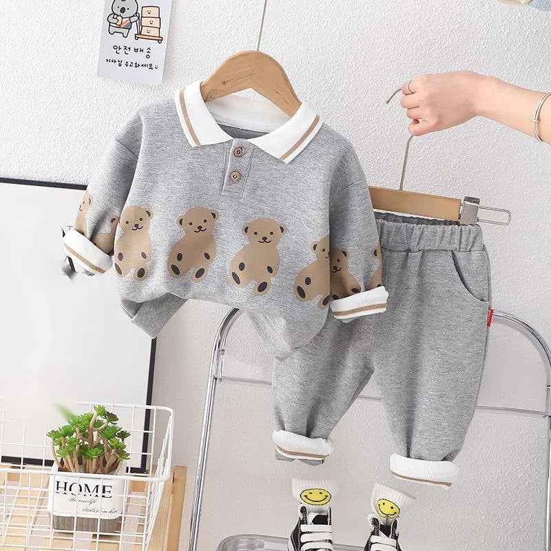 Polo Shirt and Trousers Set with Bears
