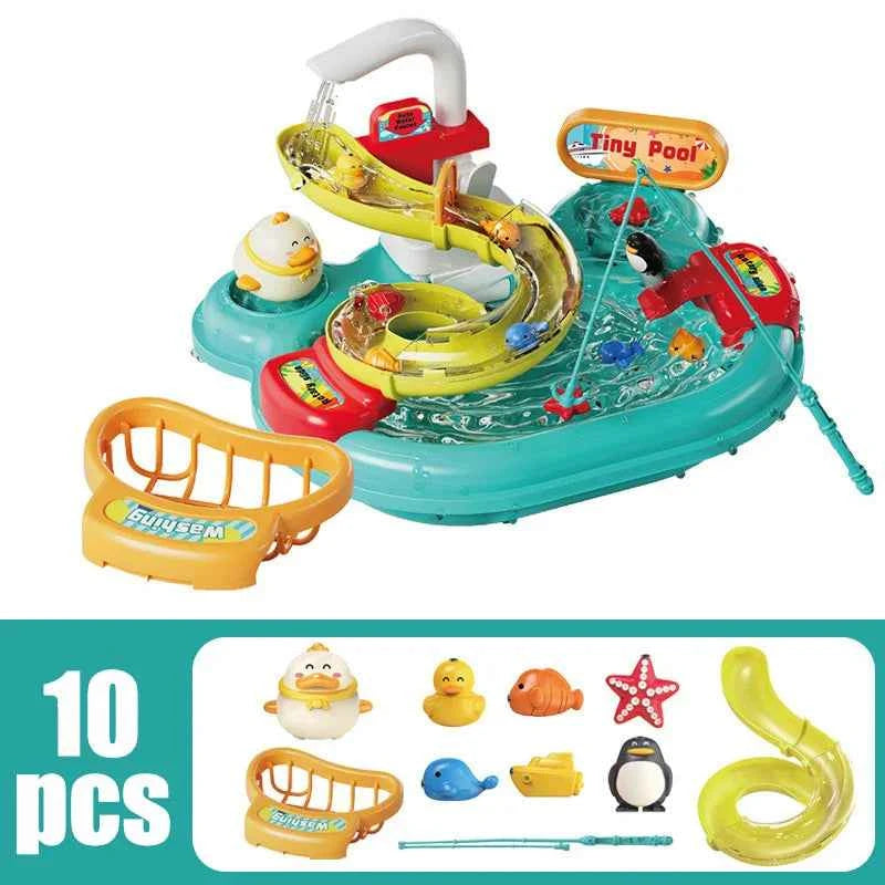 Toy Fishing at the Pool & wash the dishes! with lights and sounds for chidren