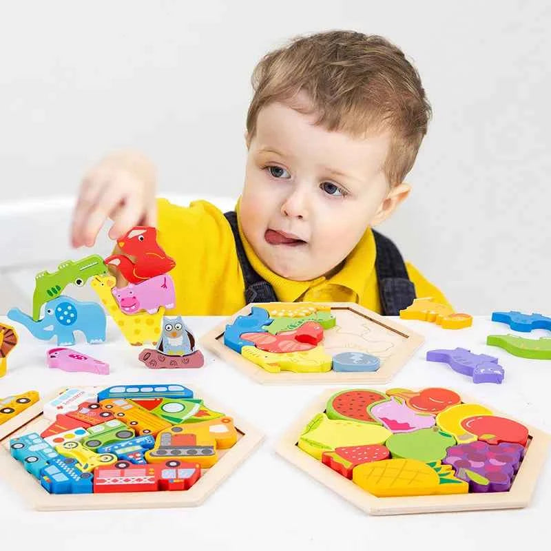 Wooden Toy Hexagonal Tangram