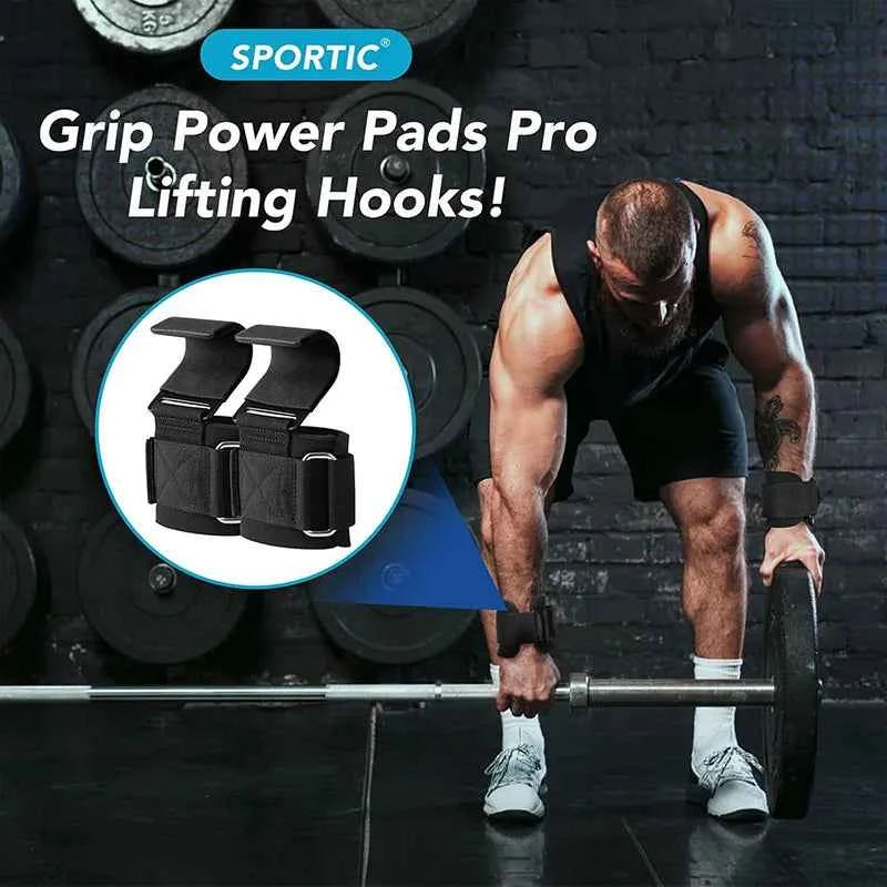 Weight Lifting Hook Grips with Wrist Wraps | Gym Fitness Hand Bar Straps