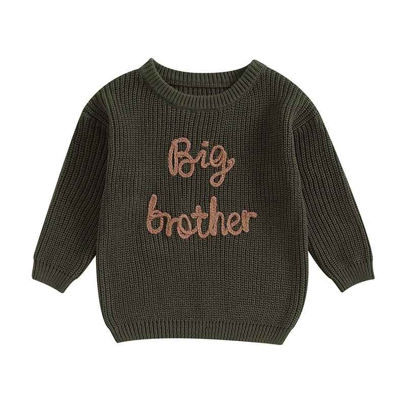 Cotton Knitted Sweater with "Big Brother" embroidery