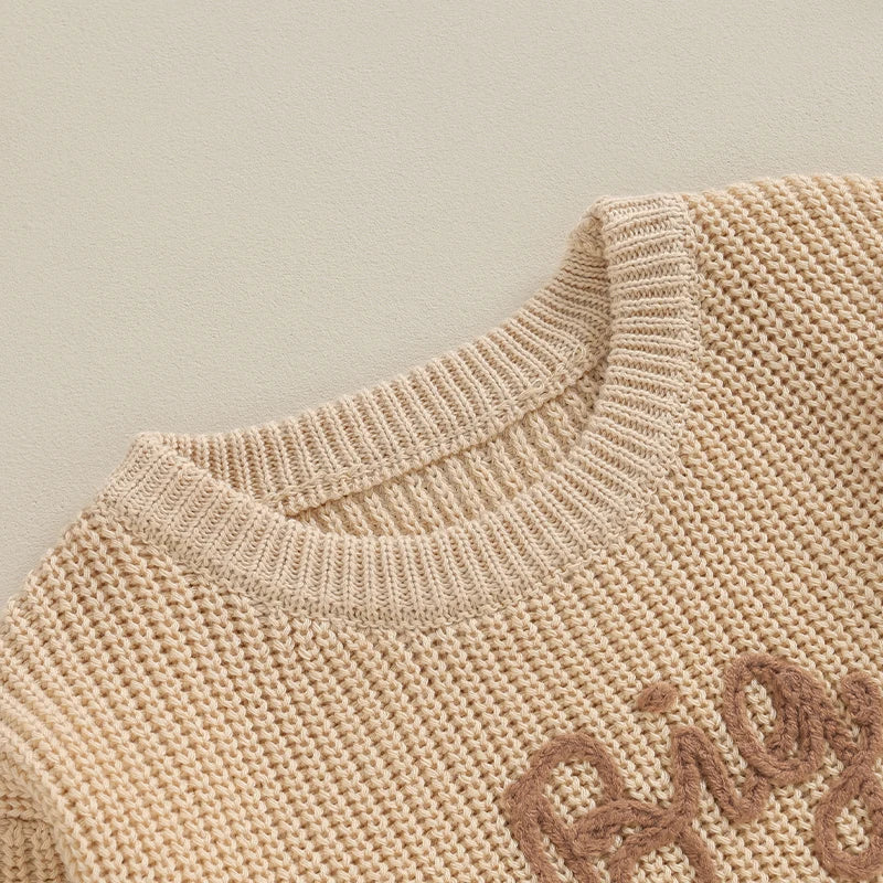 Cotton Knitted Sweater with "Big Brother" embroidery