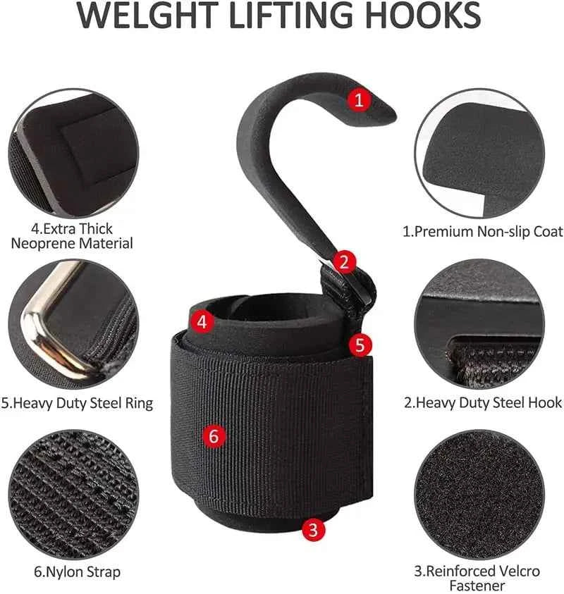Weight Lifting Hook Grips with Wrist Wraps | Gym Fitness Hand Bar Straps
