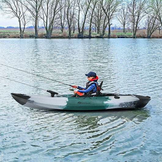 Sit-on-Top Fishing Kayak Boat With Fishing Rod Holders and Paddle-Gray - PW PitStop
