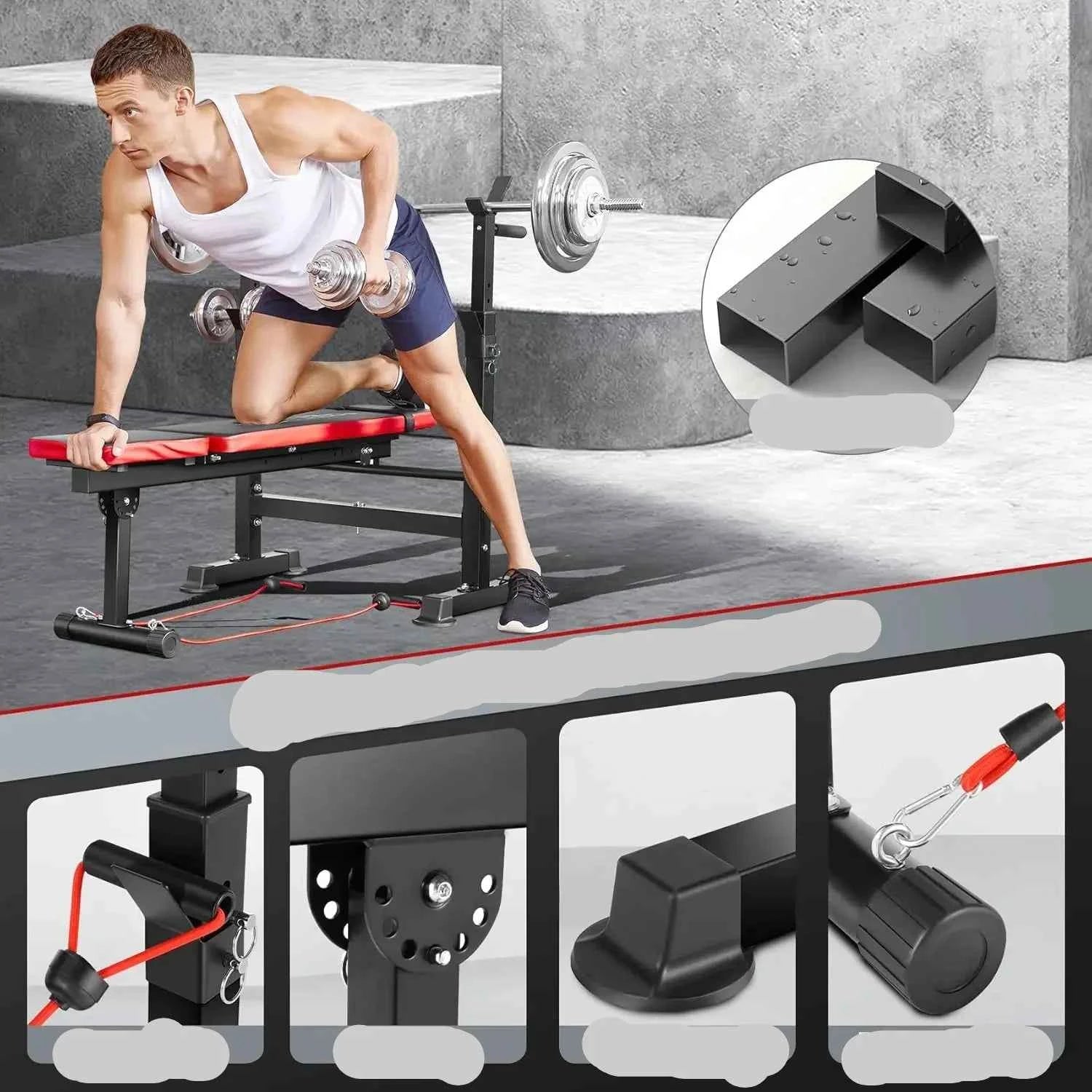 600lb Capacity 6-in-1 Weight Bench with Squat Rack