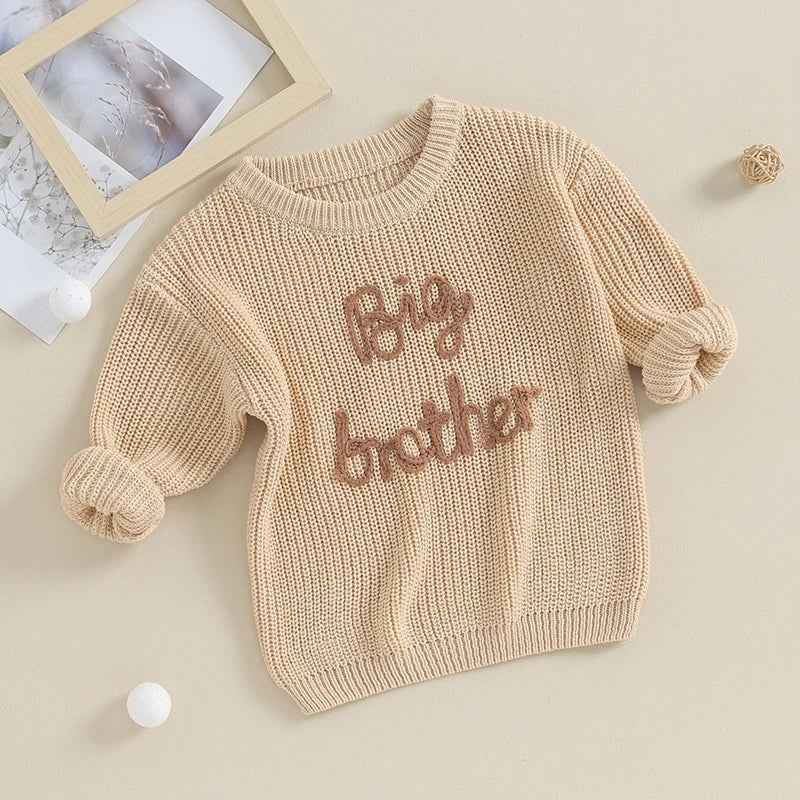 Cotton Knitted Sweater with "Big Brother" embroidery