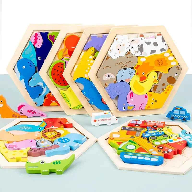 Wooden Toy Hexagonal Tangram