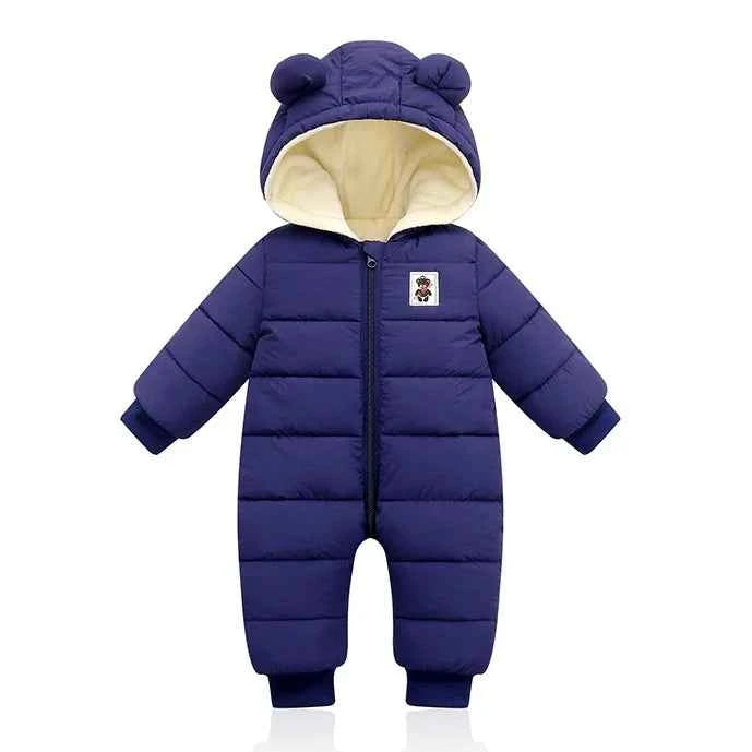 Winter onesie with thick hood for newborns