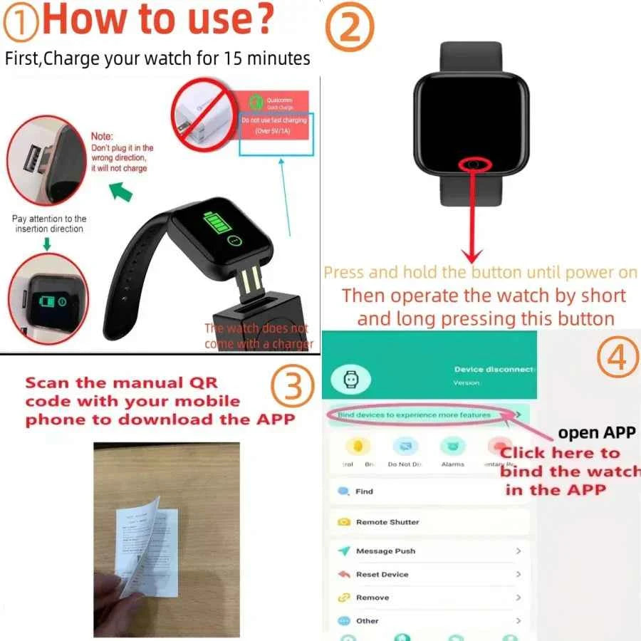 Smartwatch Fitness Tracker with Heart Rate Monitor