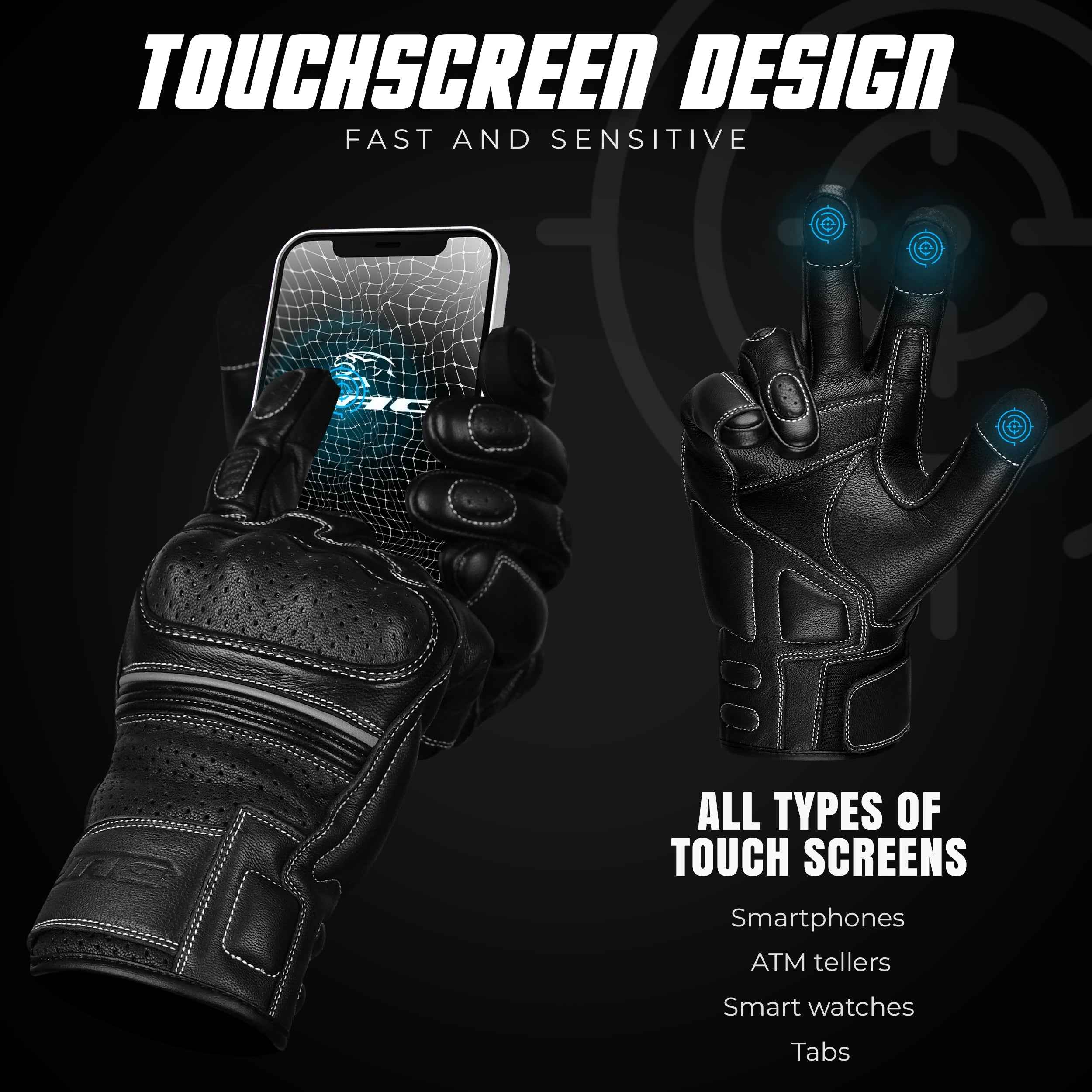 Ninja Leather Motorcycle Gloves with Black/Brown Knuckle Protection