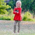 AnnLoren Girls Leopard Heart Holiday Dress Tunic & Leggings Set Outfit