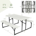 Folding White HDPE Picnic Table with 2 Benches Outdoor Patio Furniture Set