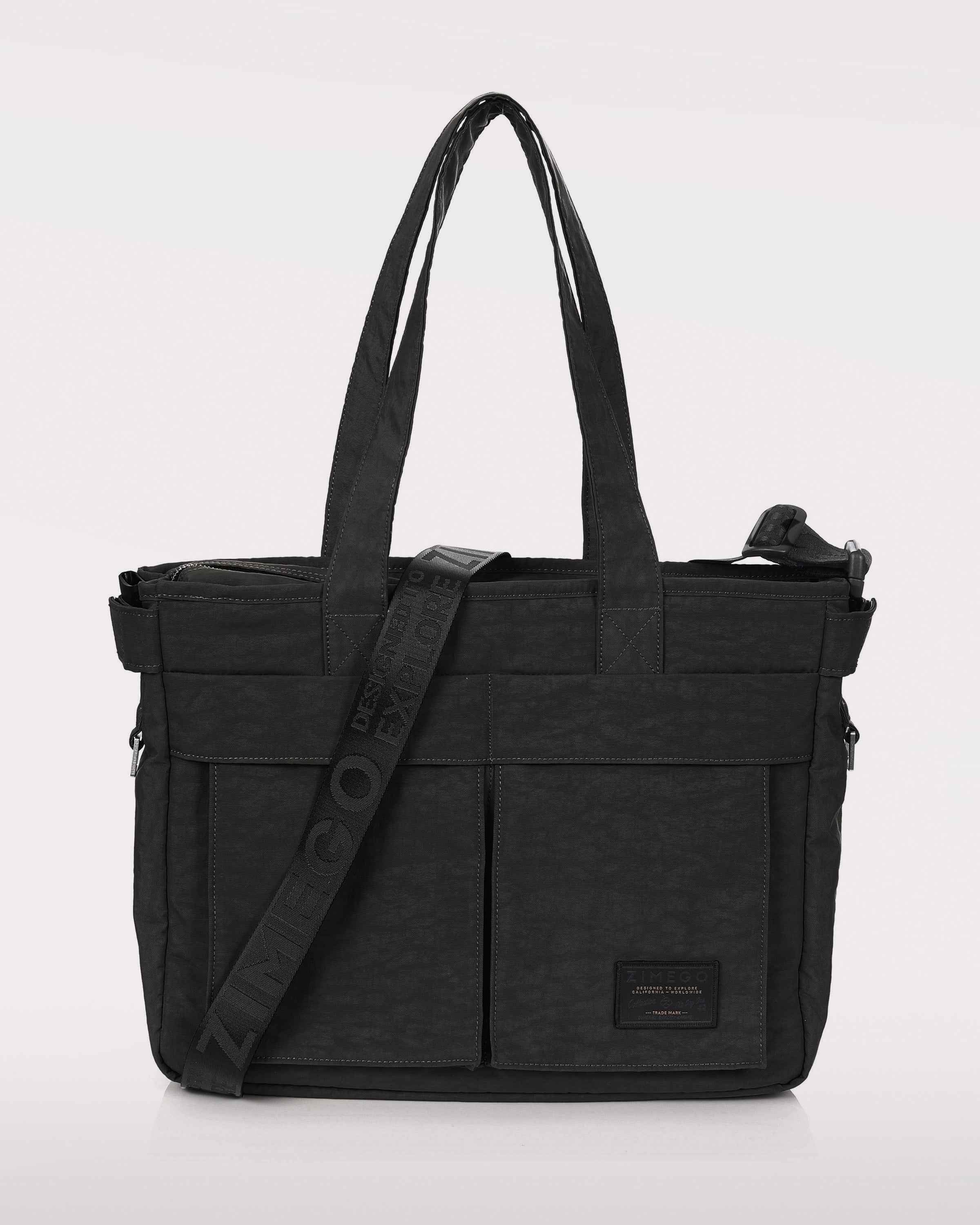 DOUBLE LAPTOP TOTE Crossbody Bag (Black)