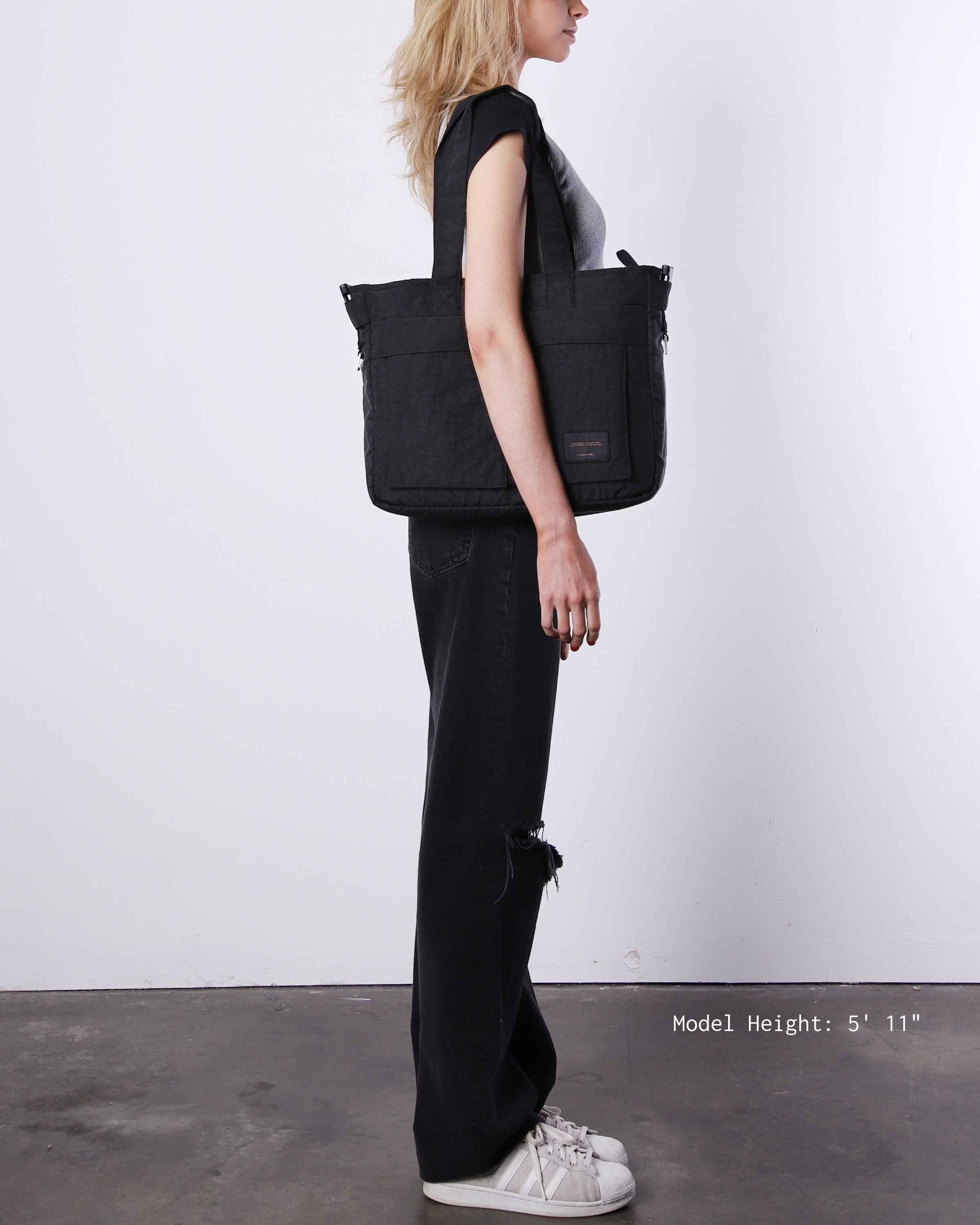 DOUBLE LAPTOP TOTE Crossbody Bag (Black)