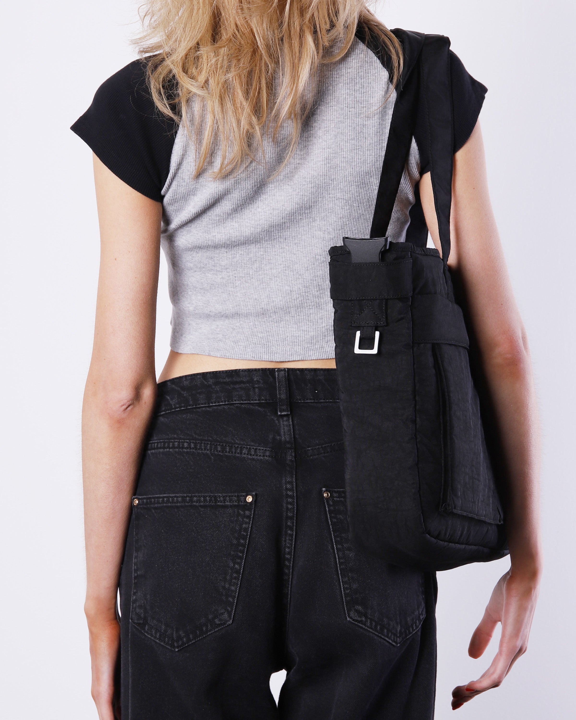 DOUBLE LAPTOP TOTE Crossbody Bag (Black)