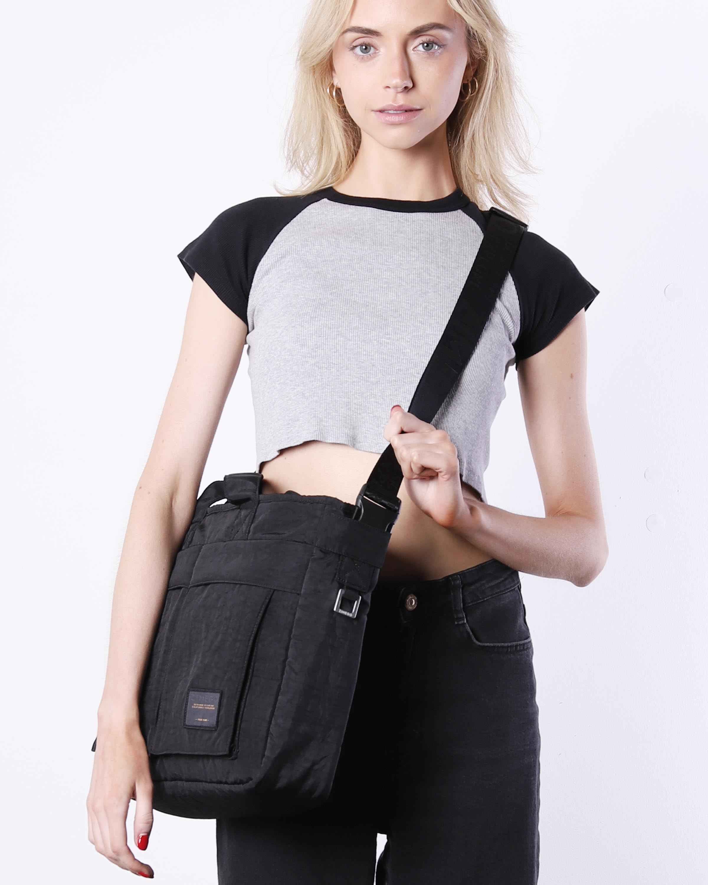 DOUBLE LAPTOP TOTE Crossbody Bag (Black)