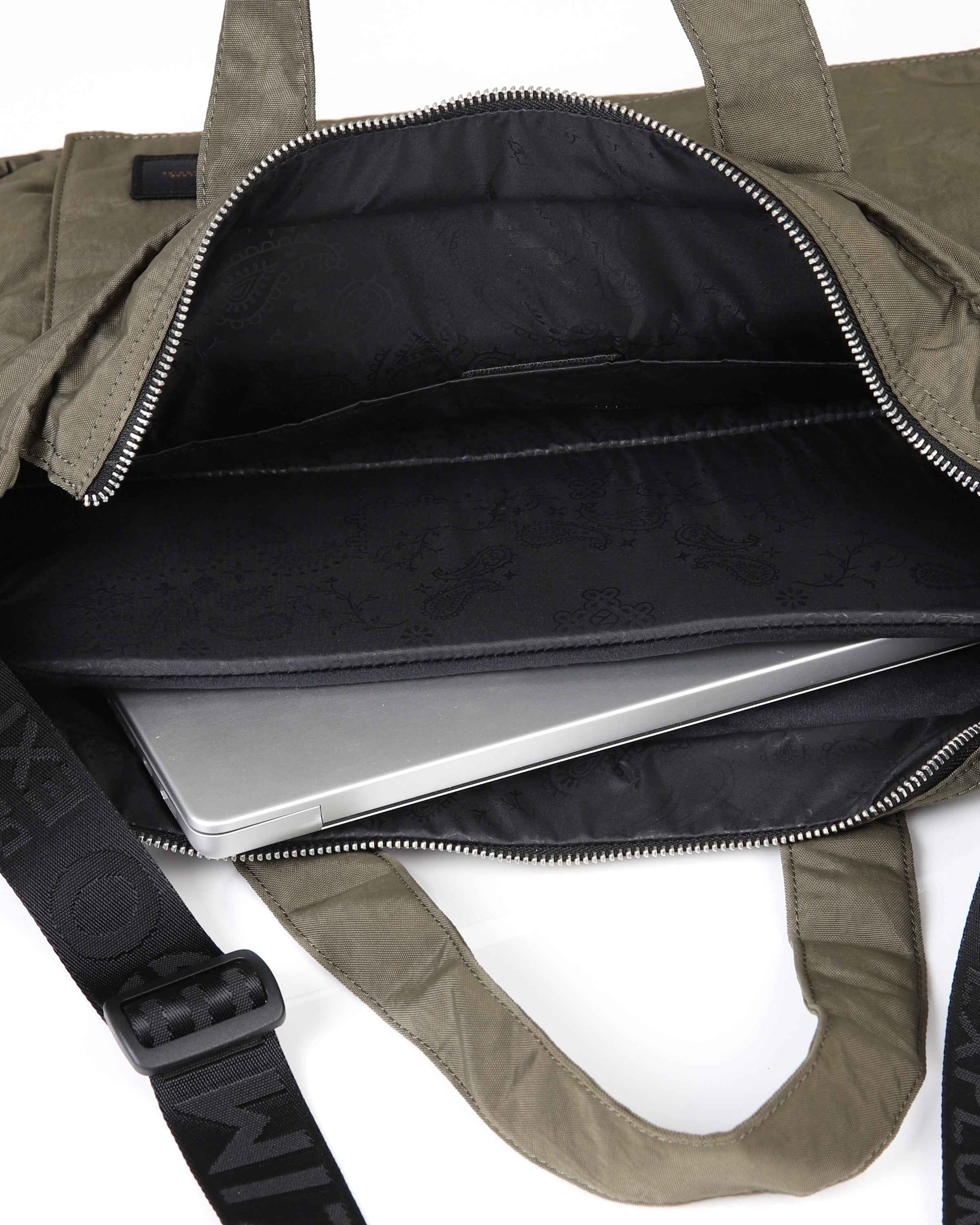 DOUBLE LAPTOP TOTE Crossbody Bag (Dark Olive)