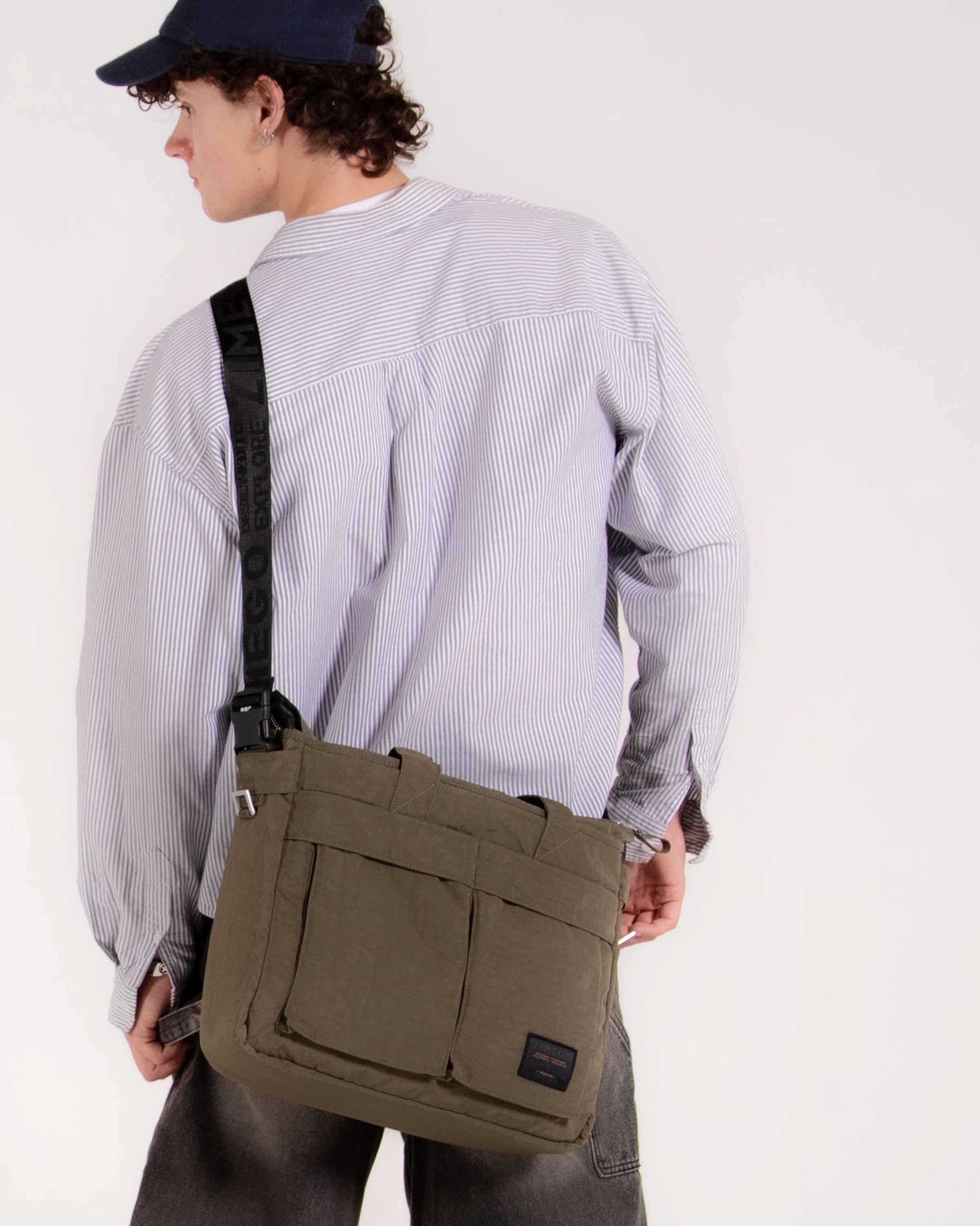 DOUBLE LAPTOP TOTE Crossbody Bag (Dark Olive)