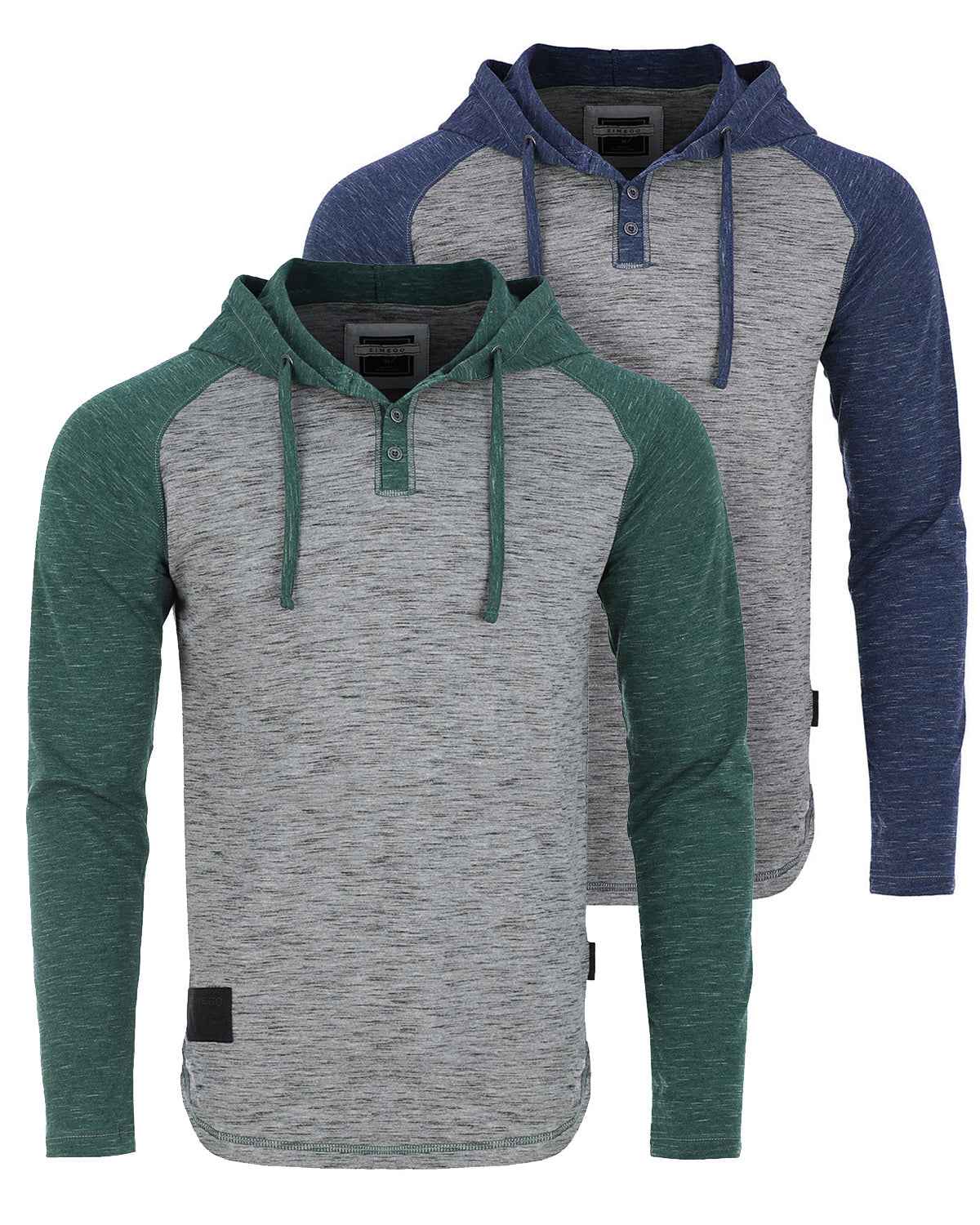 ZIMEGO Mens Long Sleeve Lightweight Hooded Henley – Color Block Pullover Hoodie  for Casual Gym Workout Travel