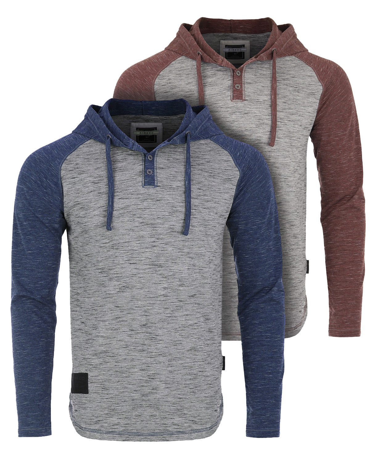 ZIMEGO Mens Long Sleeve Lightweight Hooded Henley – Color Block Pullover Hoodie  for Casual Gym Workout Travel