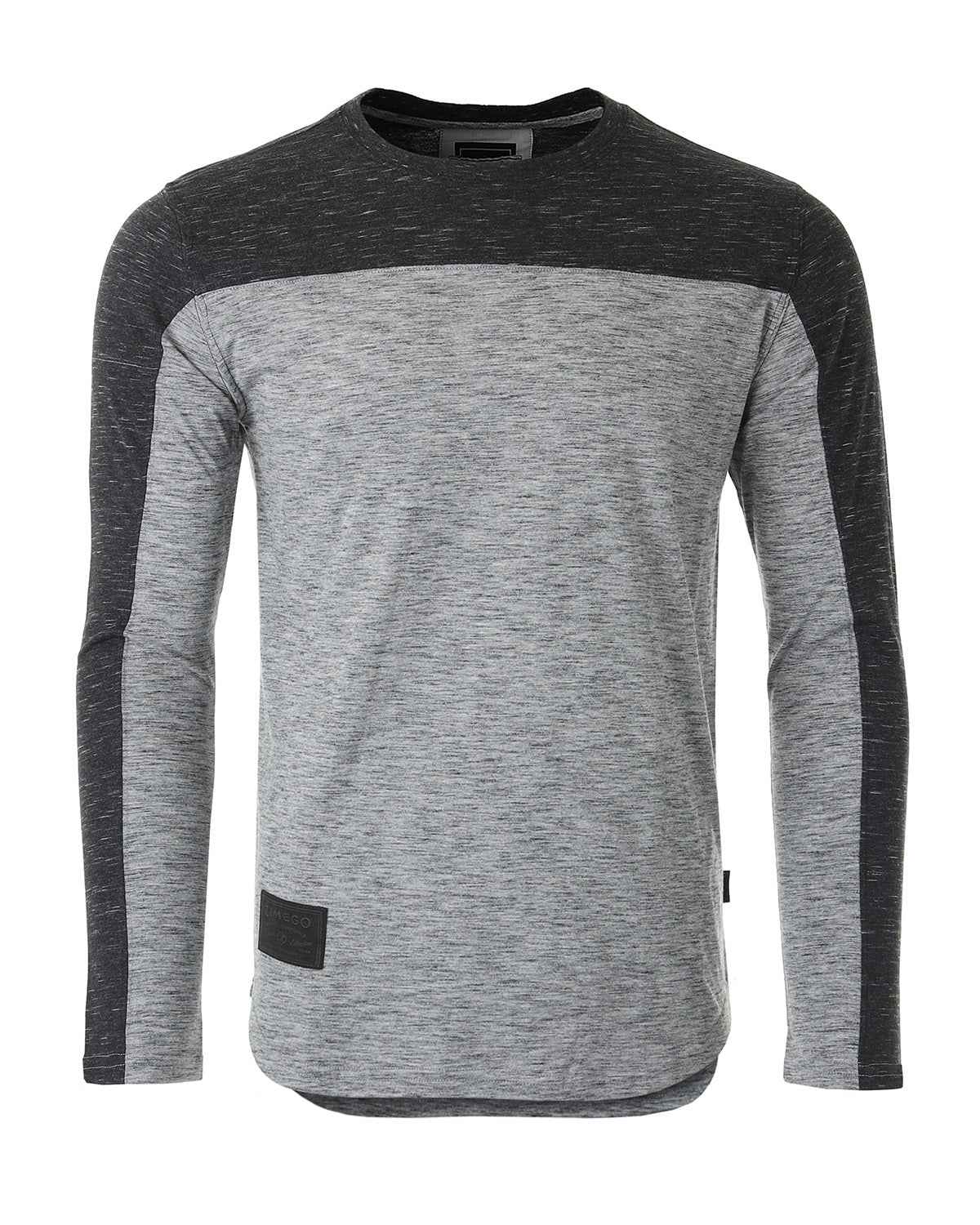 Athletic Color Block Long Sleeve Curved Hemline Casual Shirt (Black/Maroon) Pack of 2