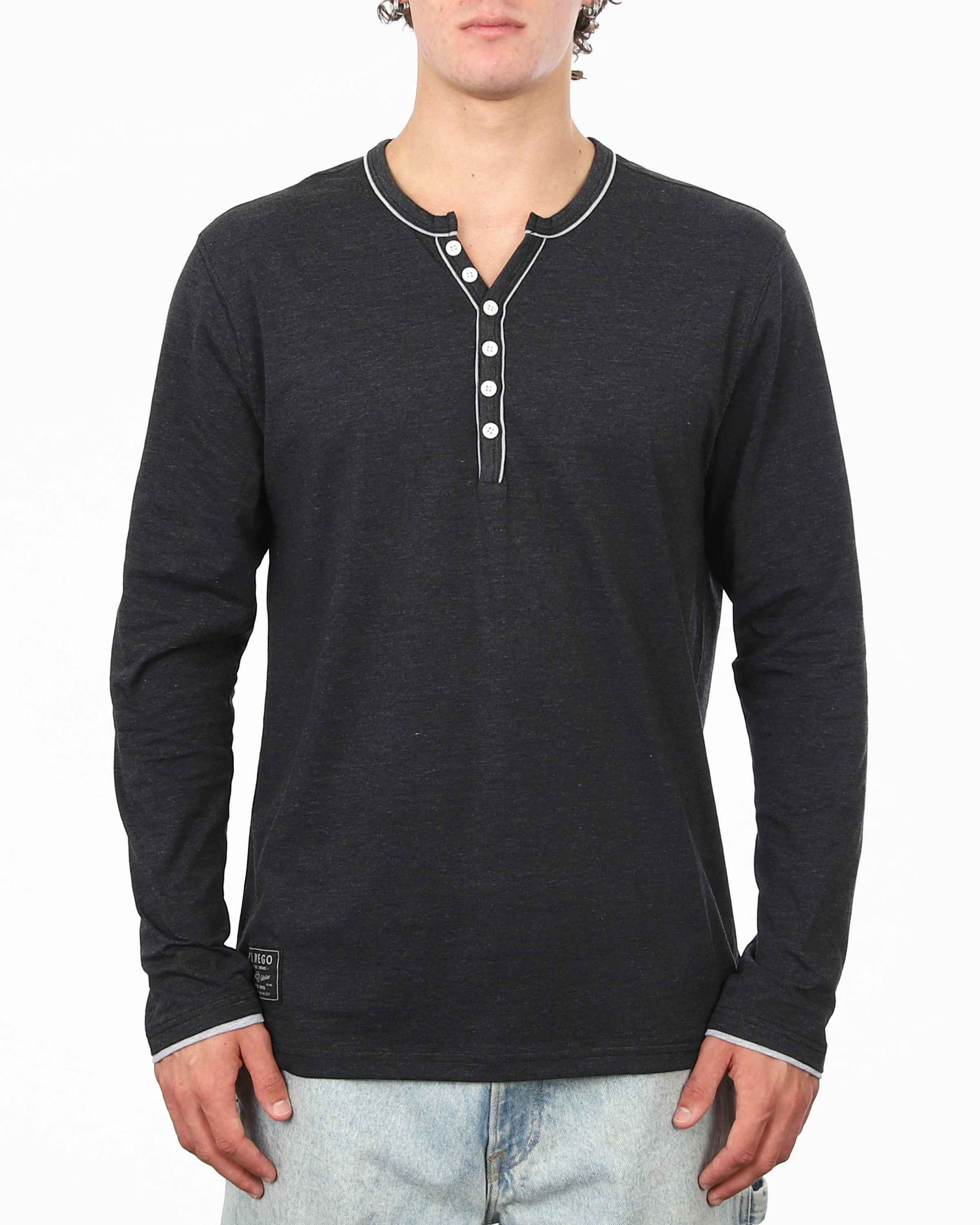 Stretch Long Sleeve Casual Button Henley Fashion Shirts Pack of 2
