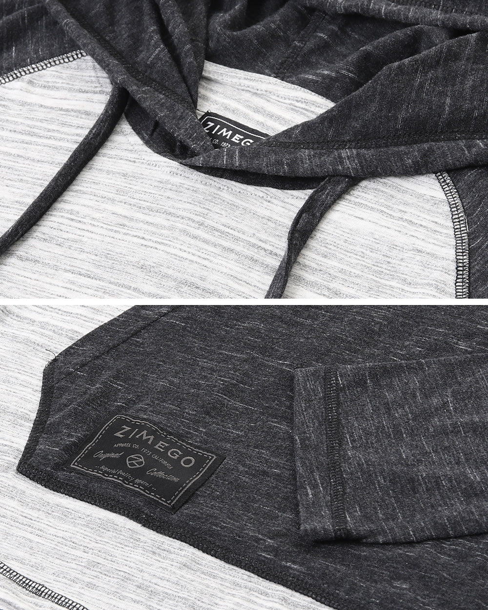 ZIMEGO Mens Long Sleeve Lightweight Hooded Henley – Color Block Pullover Hoodie  for Casual Gym Workout Travel