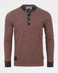 Casual Long Sleeve Henley Basic Lounge Shirts (Maroon)