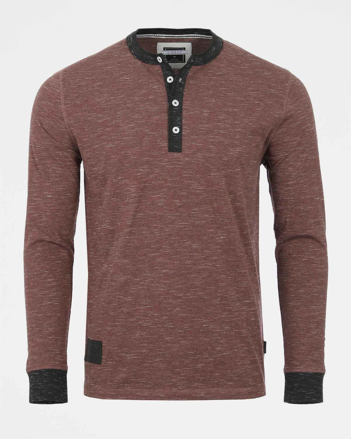 Casual Long Sleeve Henley Basic Lounge Shirts (Maroon)