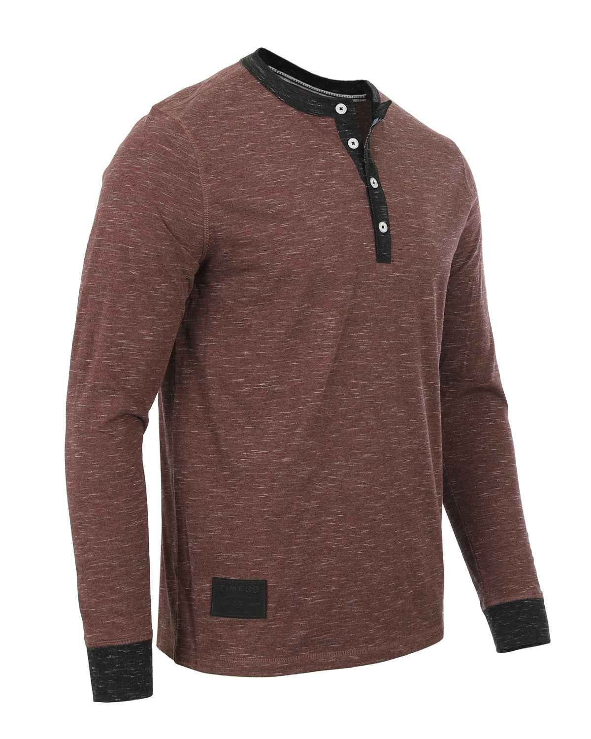 Casual Long Sleeve Henley Basic Lounge Shirts (Maroon)