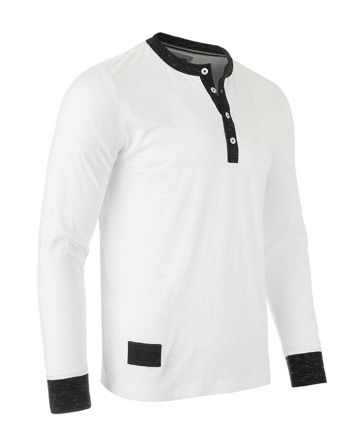 Casual Long Sleeve Henley Basic Lounge Shirts (White/Grey) Pack of 2