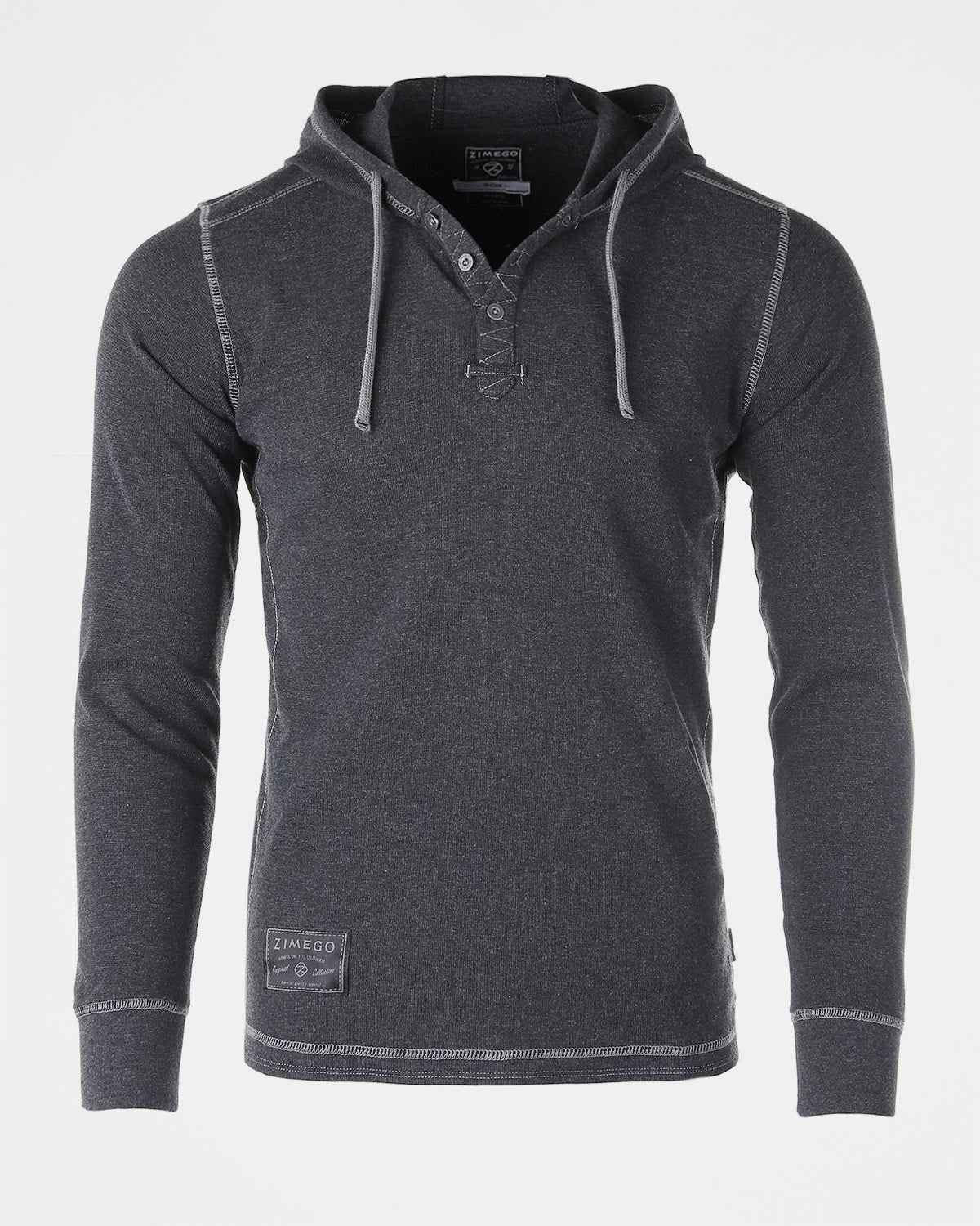Lightweight Thermal Hoodie Long Sleeve Henley (Charcoal)
