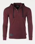 Lightweight Thermal Hoodie Long Sleeve Henley (Maroon)