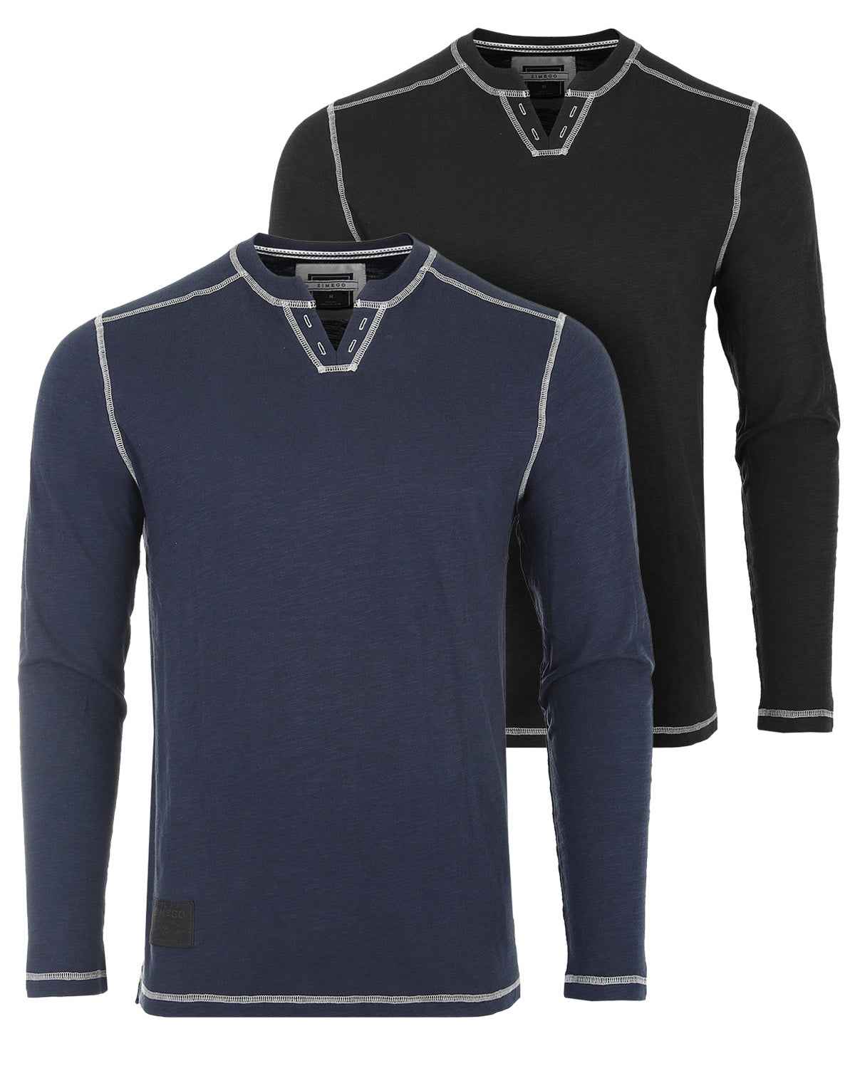 Vintage Long Sleeve Notch V-Neck Henley Casual Shirt