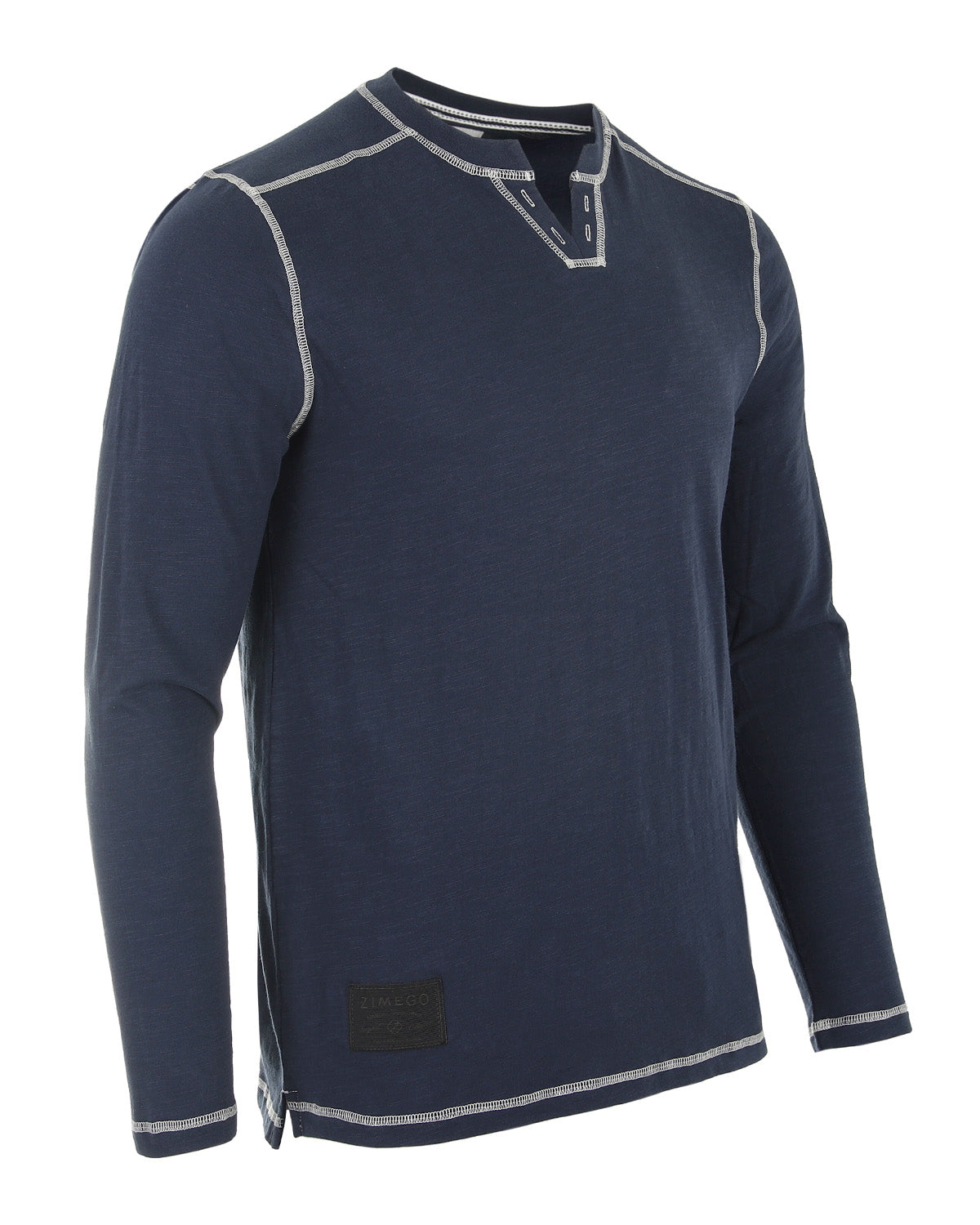 Vintage Long Sleeve Notch V-Neck Henley Casual Shirt