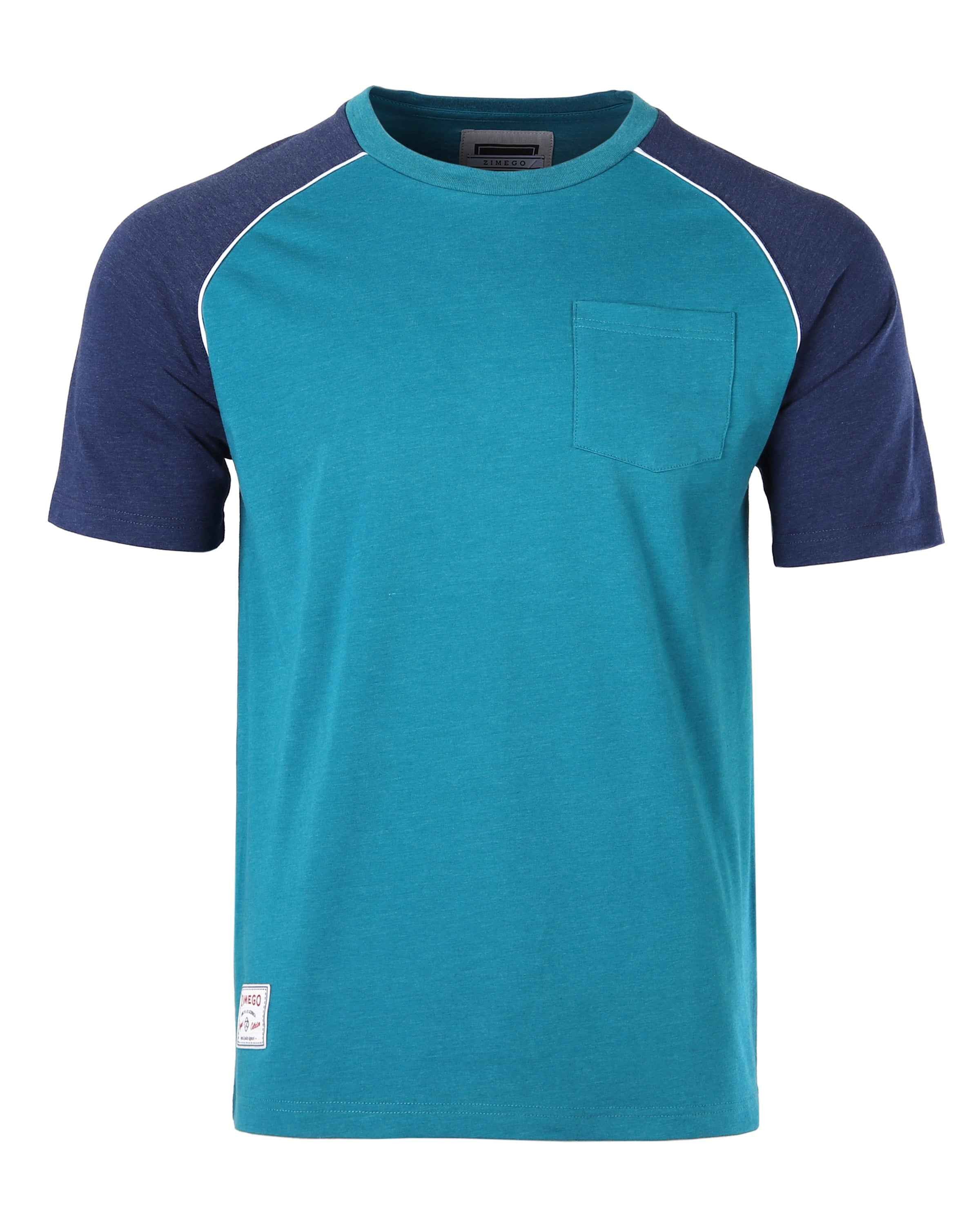Mens Short Sleeve Raglan Tee - Color Block Retro Casual T-Shirt