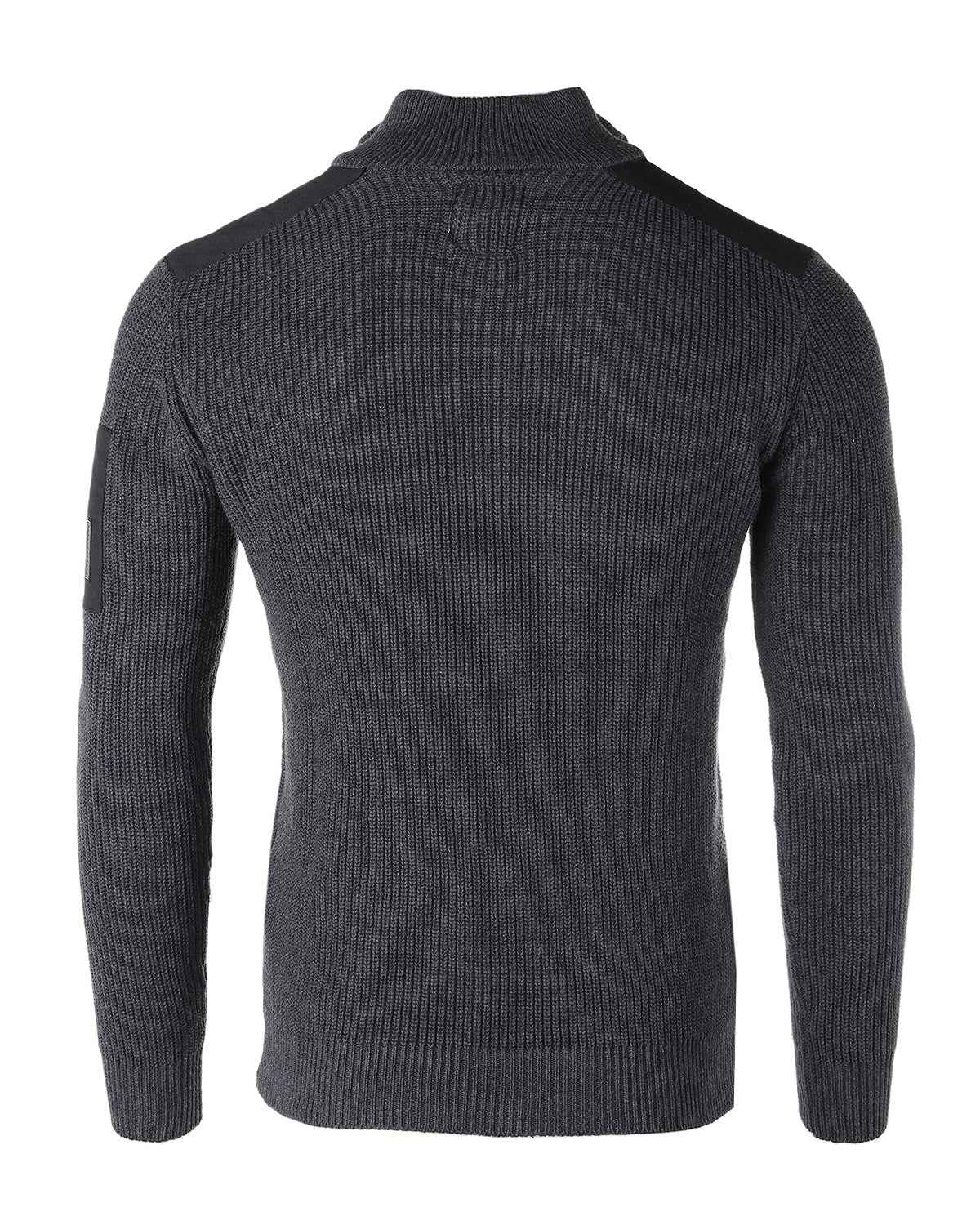 ZIMEGO Mens Long Sleeve Pullover Quarter Zip Mock Neck Polo Sweater with Pocket