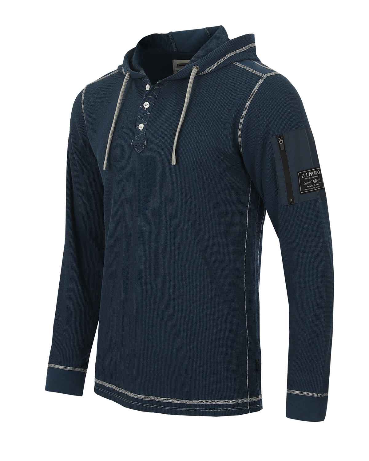 Lightweight Long Sleeve Thermal Hoodie With Arm Pocket (Navy)