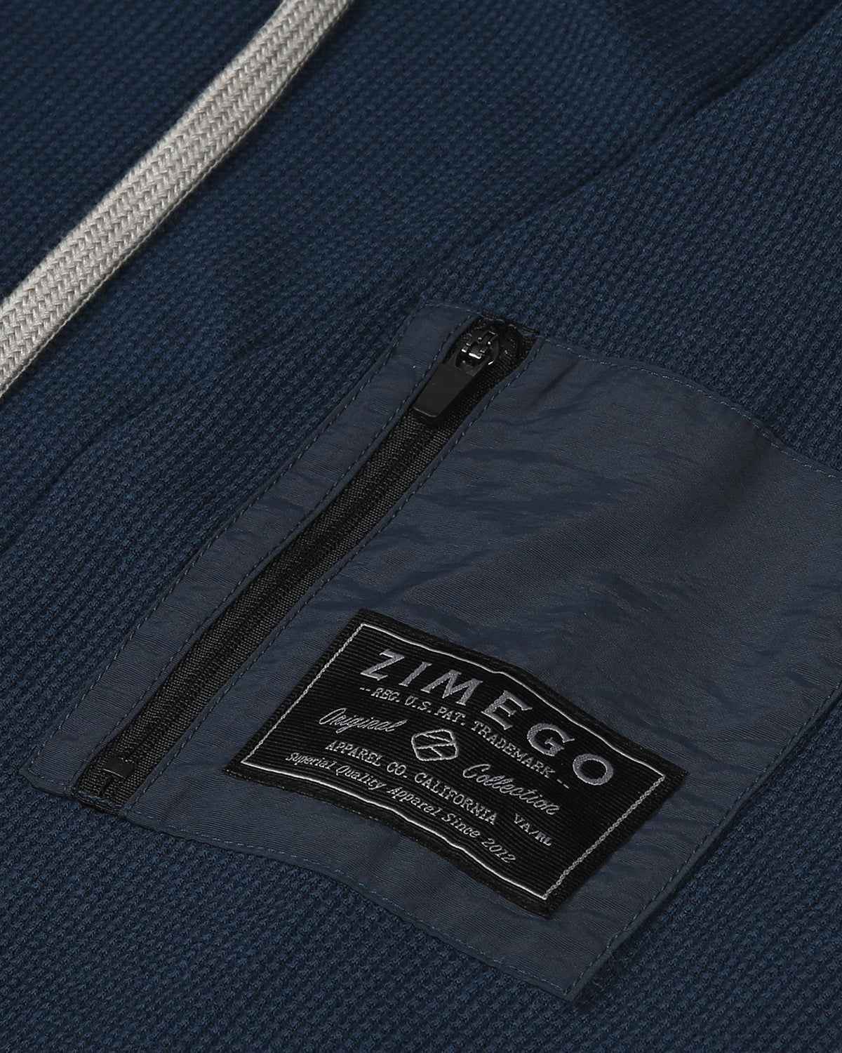 Lightweight Long Sleeve Thermal Hoodie With Arm Pocket (Navy)