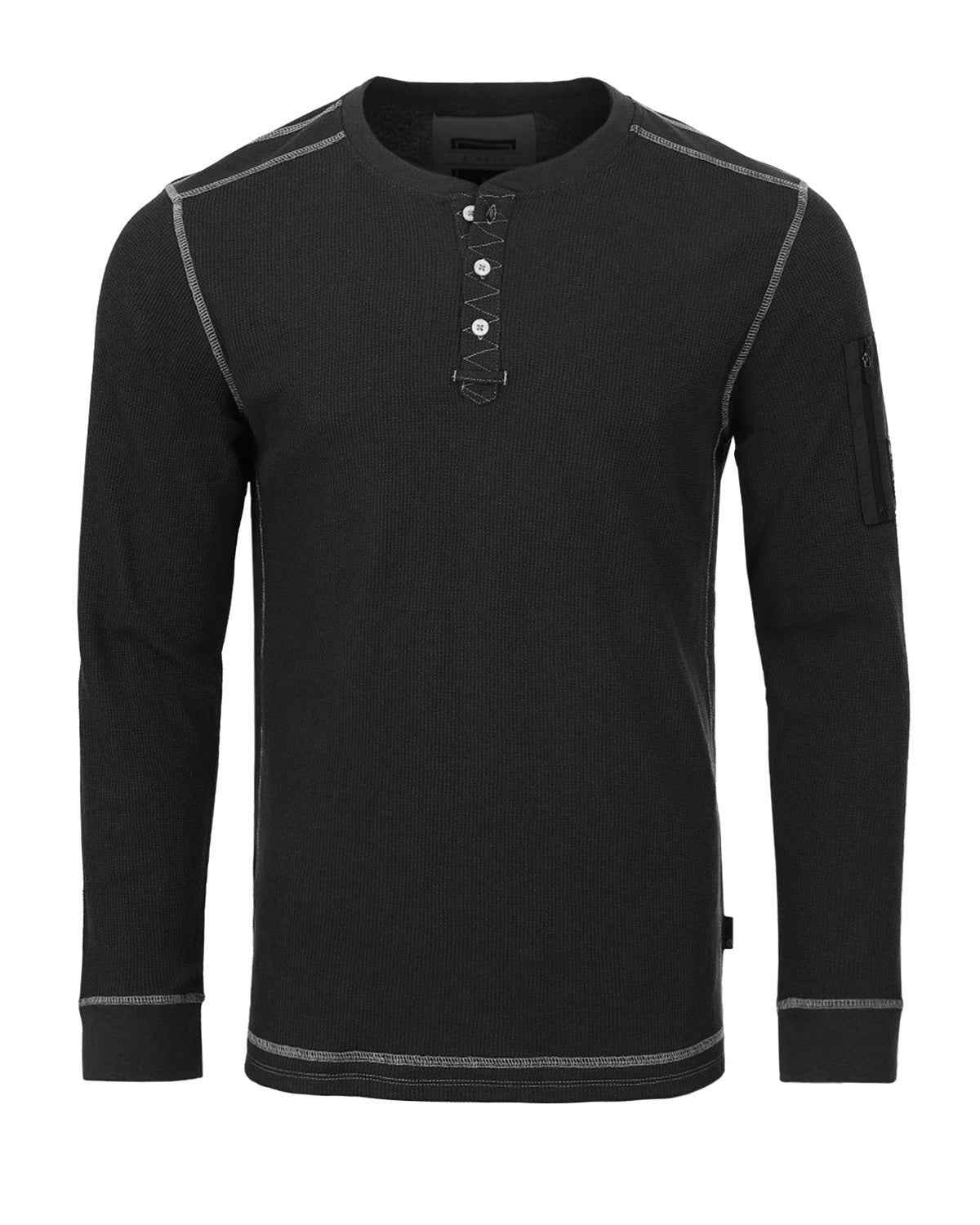 Lightweight Long Sleeve Thermal Henley With Arm Pocket Black Navy Pack of 2