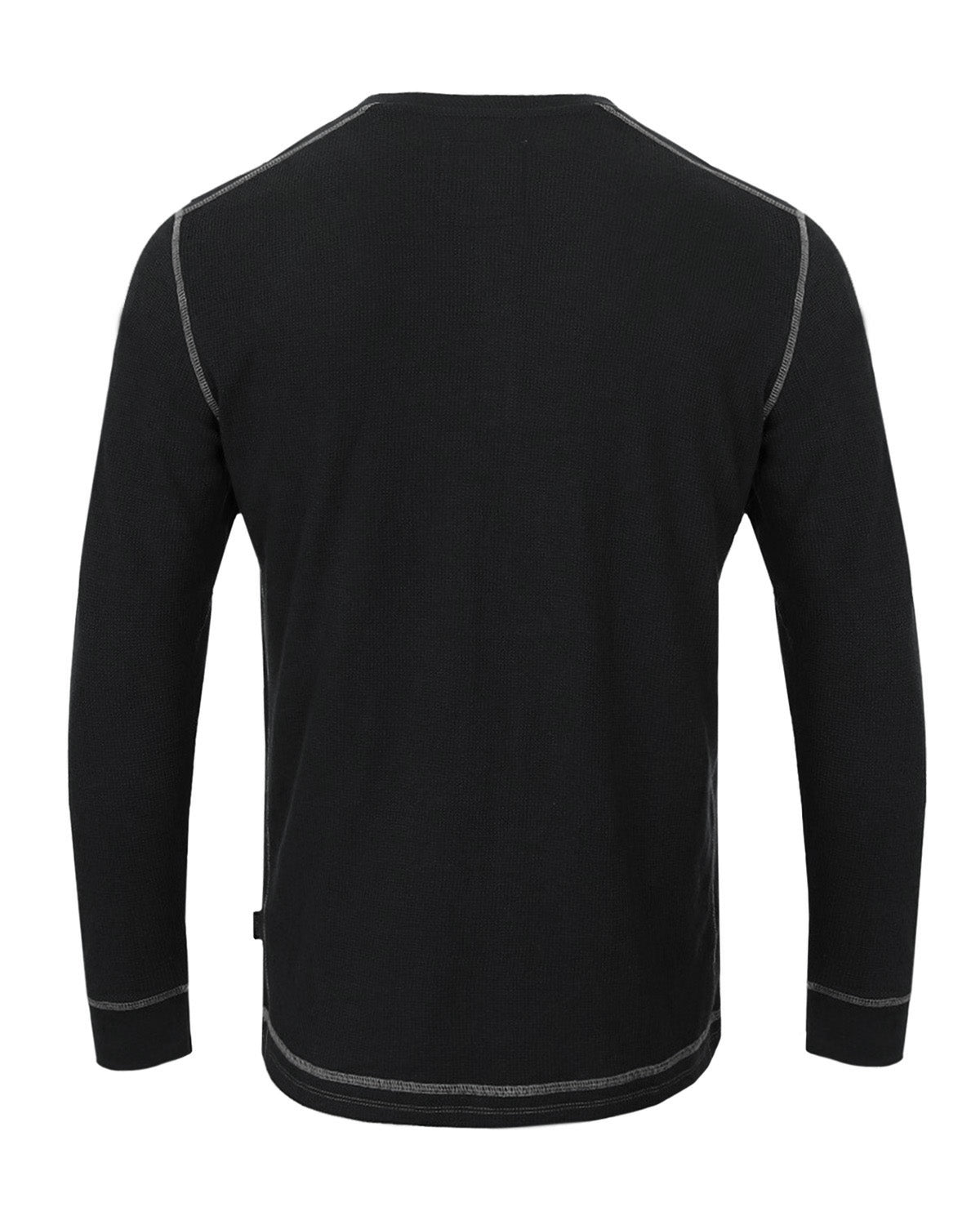 Lightweight Long Sleeve Thermal Henley With Arm Pocket (Black)