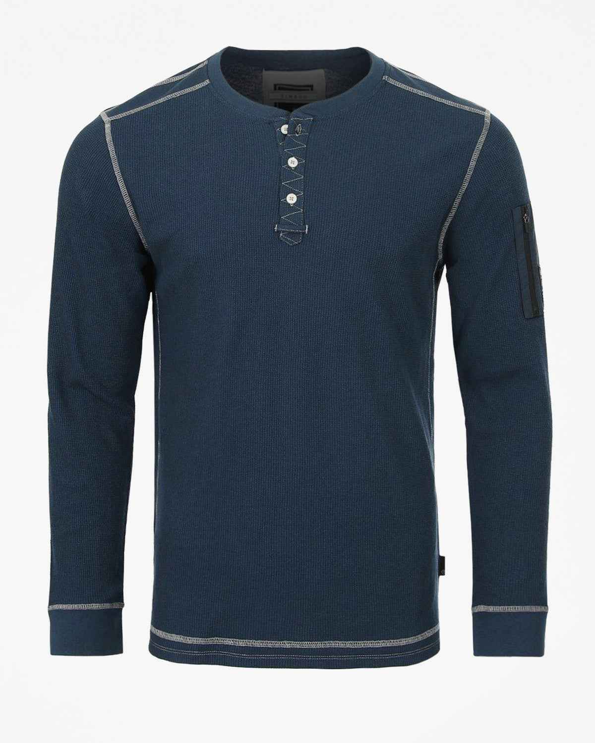 Lightweight Long Sleeve Thermal Henley With Arm Pocket Black Navy Pack of 2