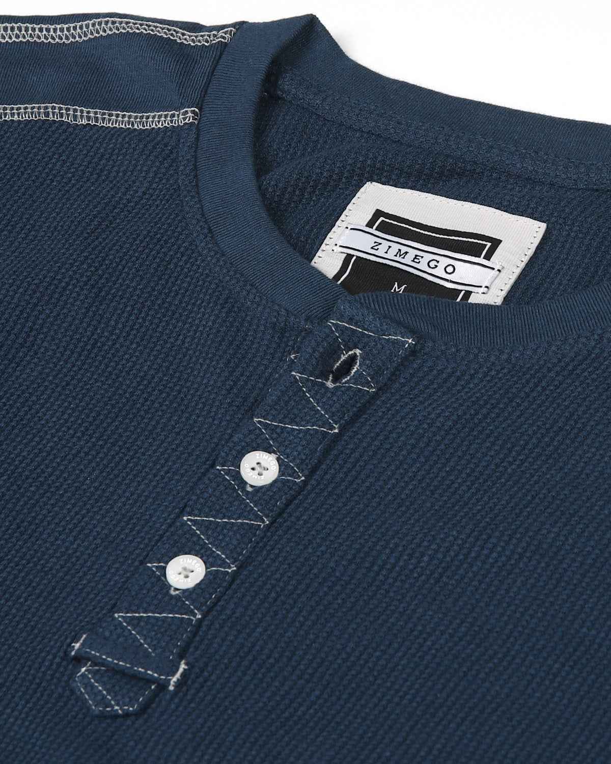 Lightweight Long Sleeve Thermal Henley With Arm Pocket (Navy)