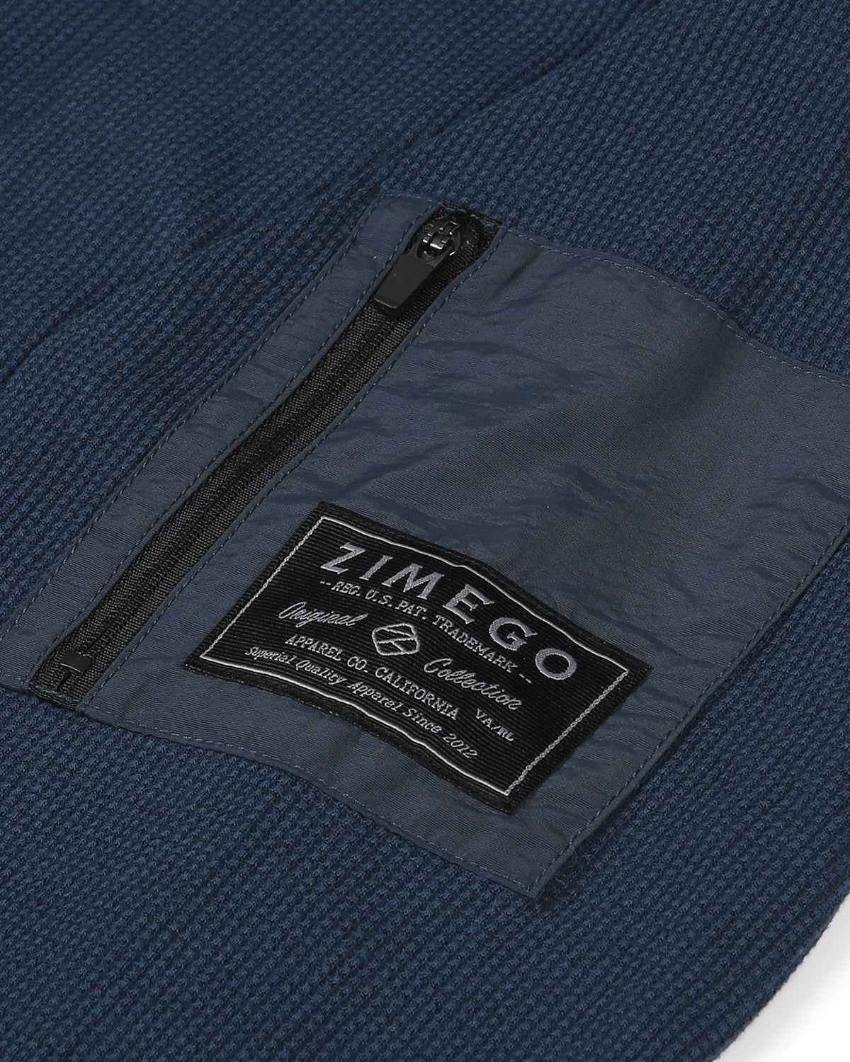 Lightweight Long Sleeve Thermal Henley With Arm Pocket (Navy)