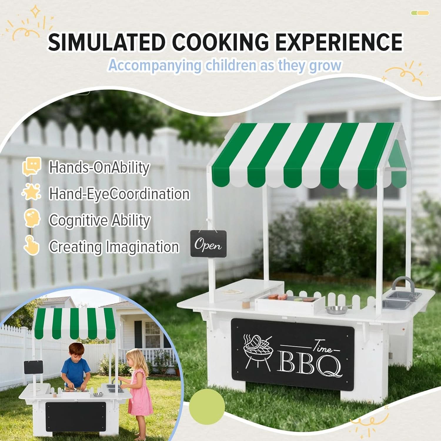 Outdoor Playhouse Mud Kitchen Adventure Playset White